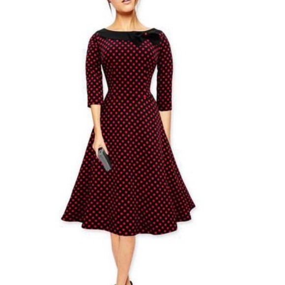 Dresses & Skirts - Black polka dot vintage style dress
